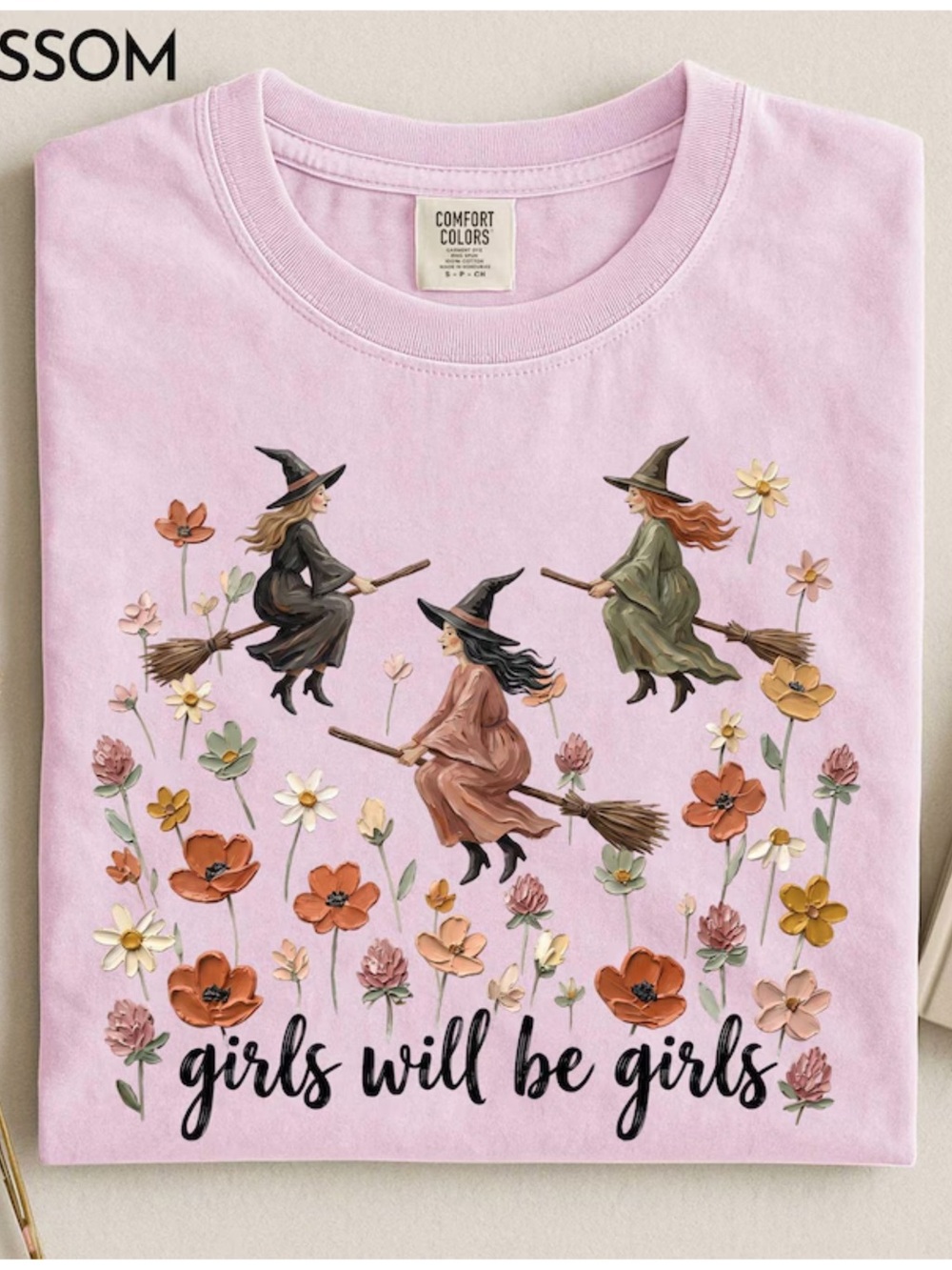 Comfort Colors blossom 'Girls Will Be Girls' Witch Graphic Tee